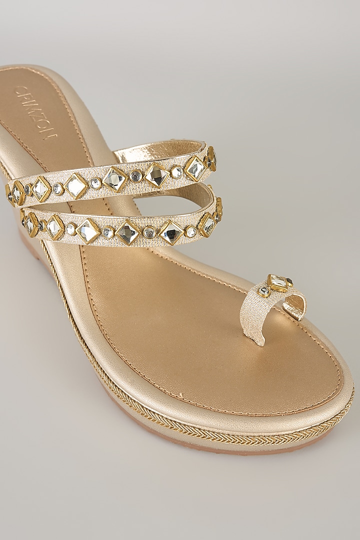 Gold Faux Leather Heels by Crimzon at Pernia's Pop Up Shop