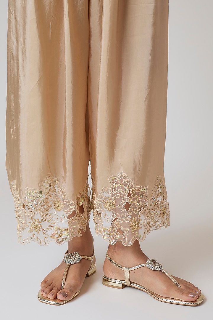 Gold Faux Leather Flats by Crimzon at Pernia's Pop Up Shop