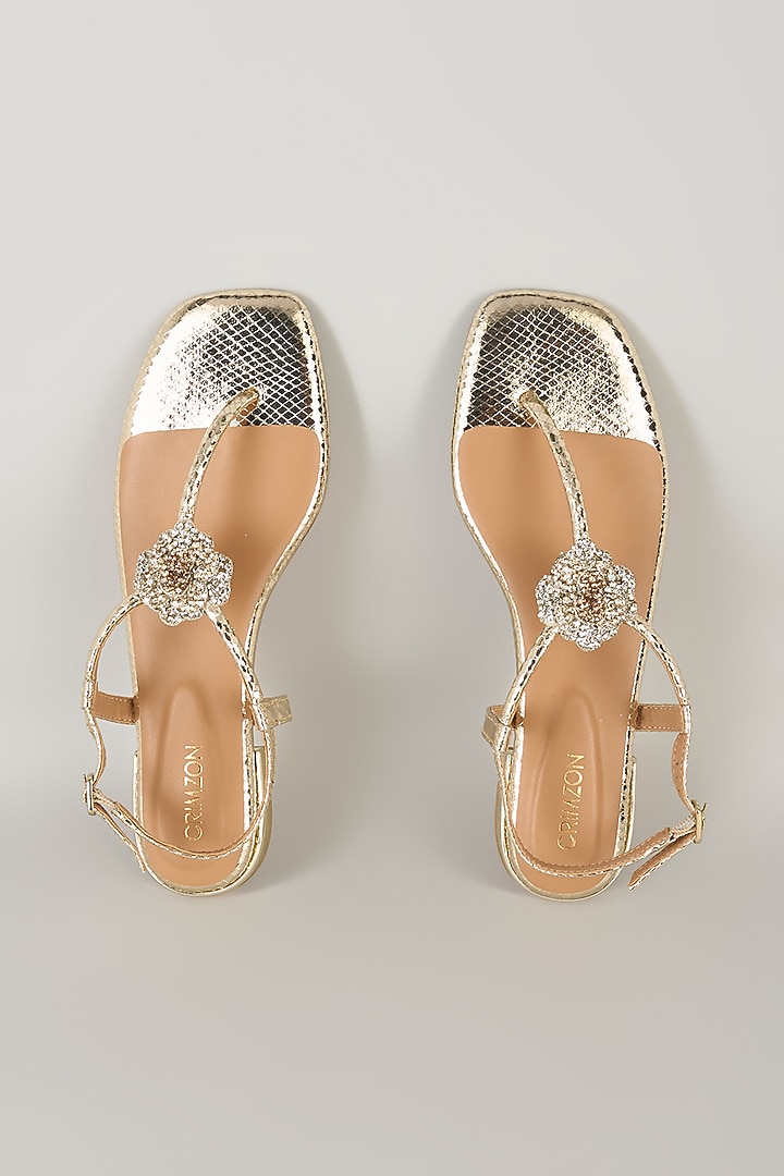 Gold Faux Leather Flats by Crimzon at Pernia's Pop Up Shop