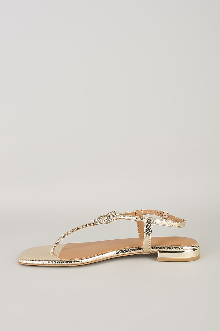 Gold Faux Leather Flats by Crimzon at Pernia's Pop Up Shop
