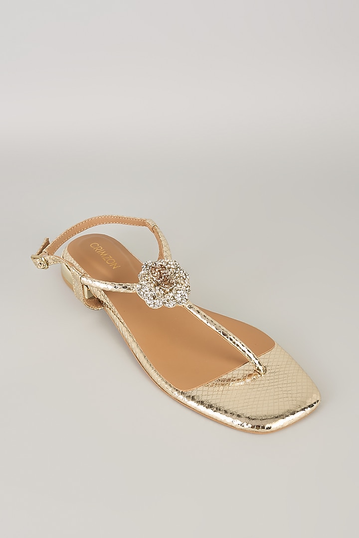 Gold Faux Leather Flats by Crimzon at Pernia's Pop Up Shop