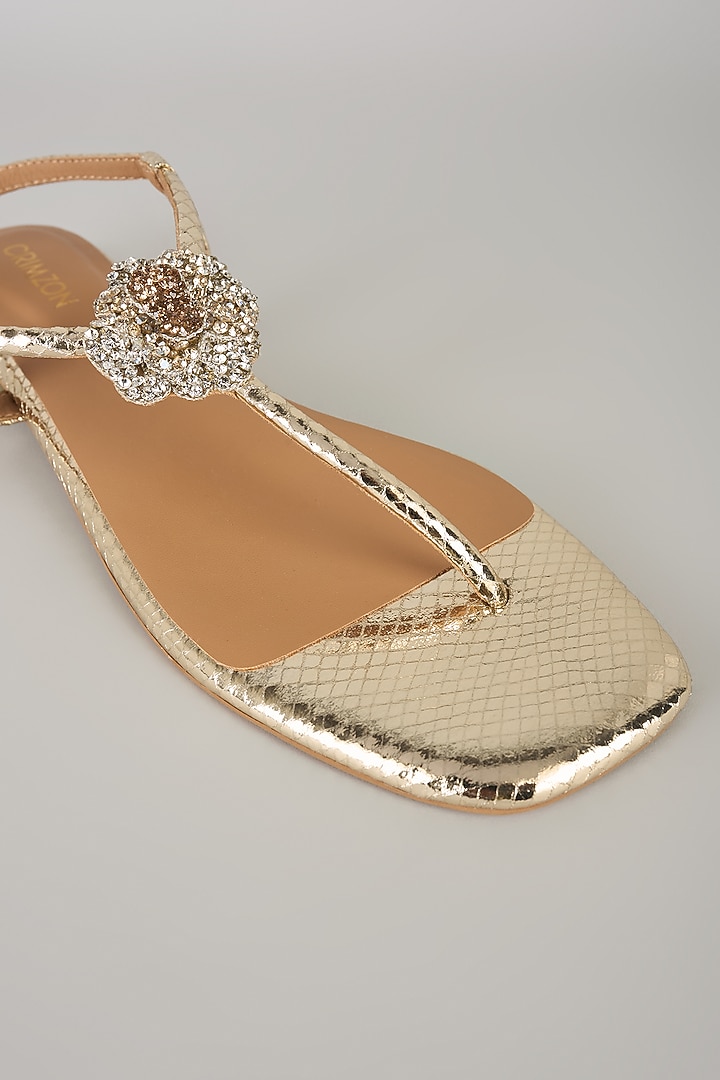Gold Faux Leather Flats by Crimzon at Pernia's Pop Up Shop
