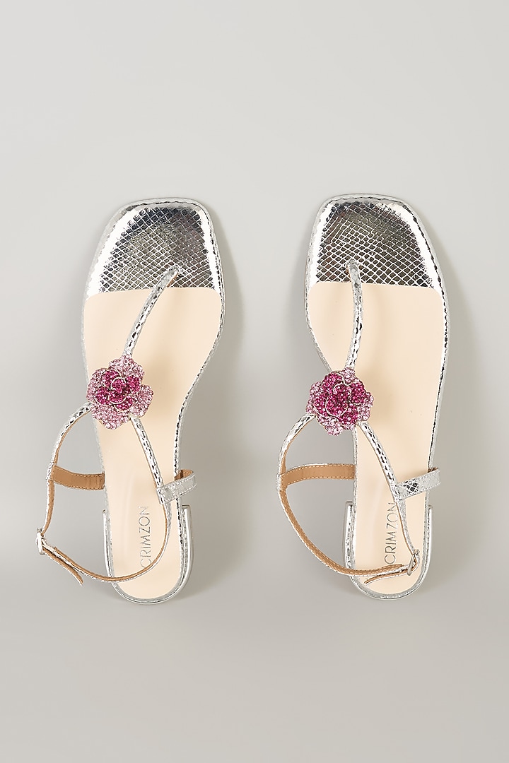 Silver Faux Leather Flats by Crimzon at Pernia's Pop Up Shop