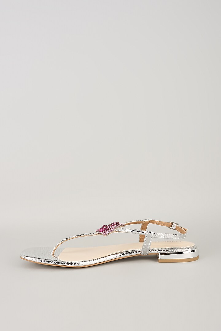 Silver Faux Leather Flats by Crimzon at Pernia's Pop Up Shop