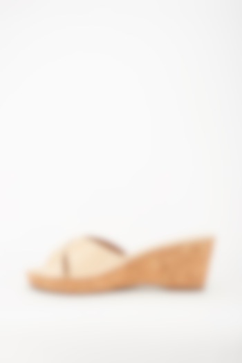 Light Nude Criss-Cross Strappy Wedges by Crimzon
