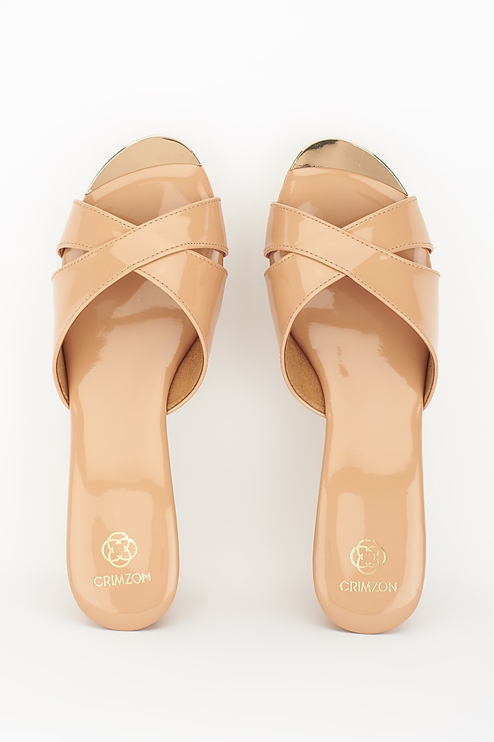 Nude Faux Leather Wedges by Crimzon at Pernia's Pop Up Shop