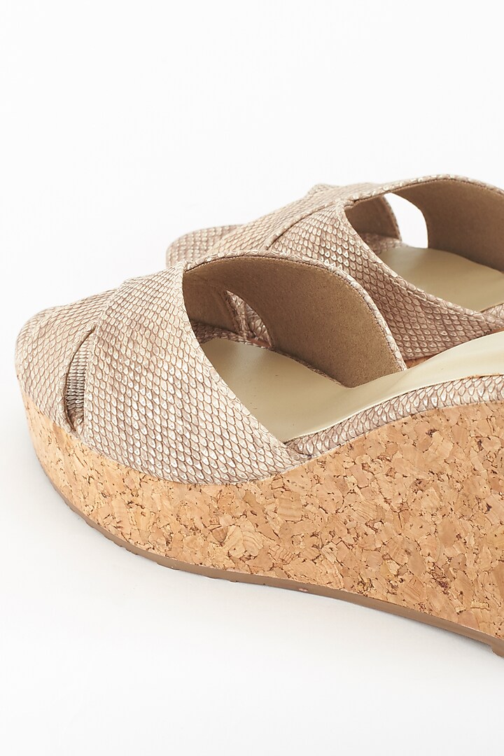 Silver Faune Faux Leather Wedges by Crimzon at Pernia's Pop Up Shop