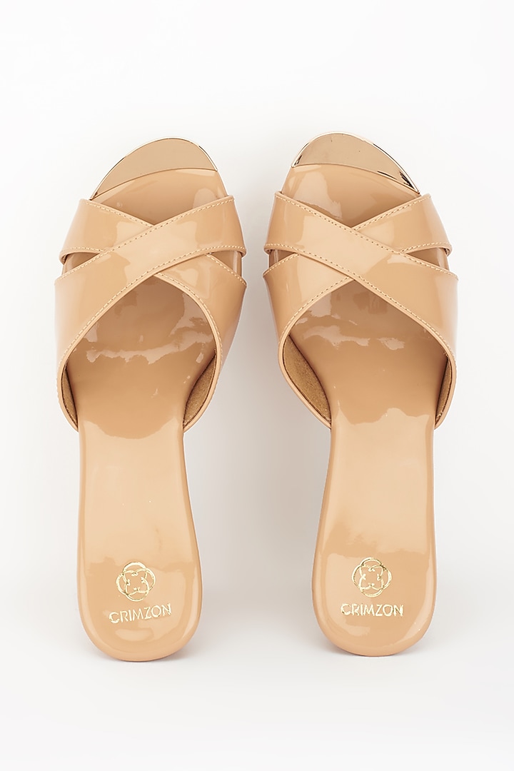 Nude Criss-Cross Strappy Wedges by Crimzon at Pernia's Pop Up Shop