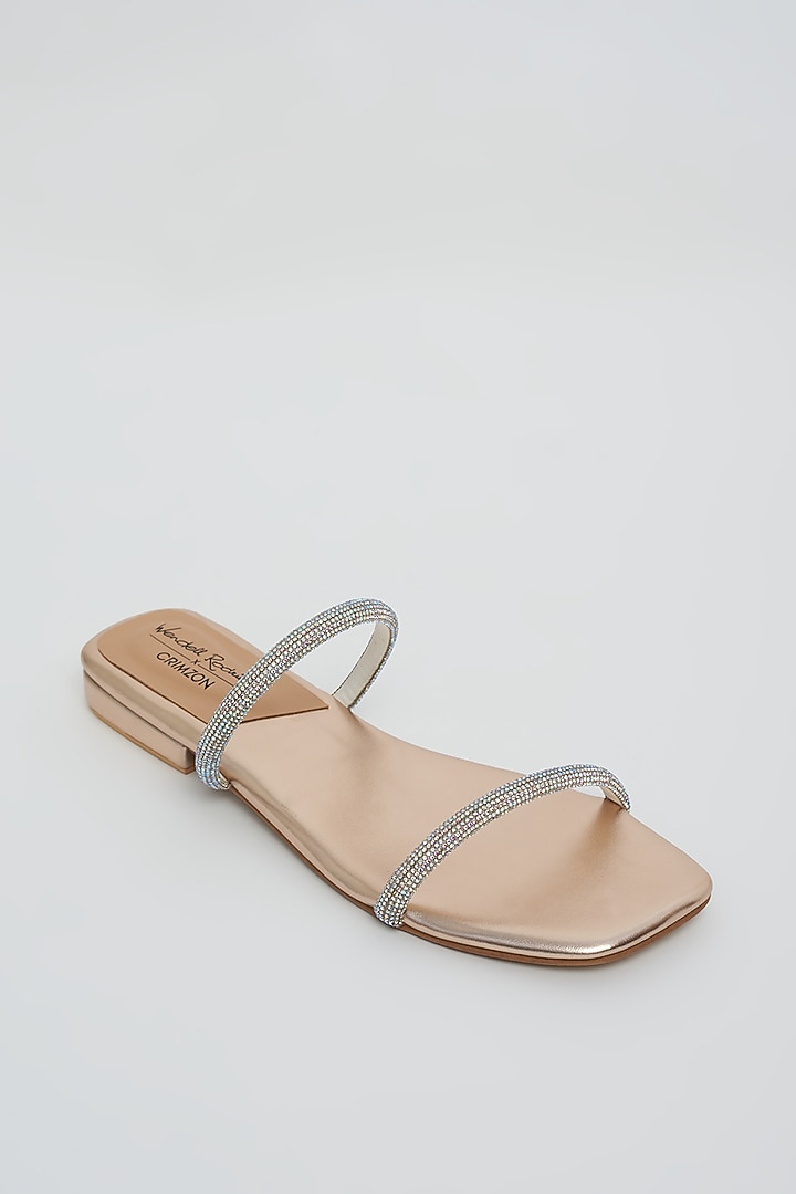 Rose Gold Crystal Embellished Sandals by Crimzon x Wendell Rodricks at Pernia's Pop Up Shop