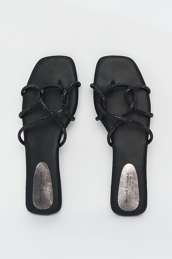 Black Crystal Embellished Flats by Crimzon x Wendell Rodricks at Pernia's Pop Up Shop