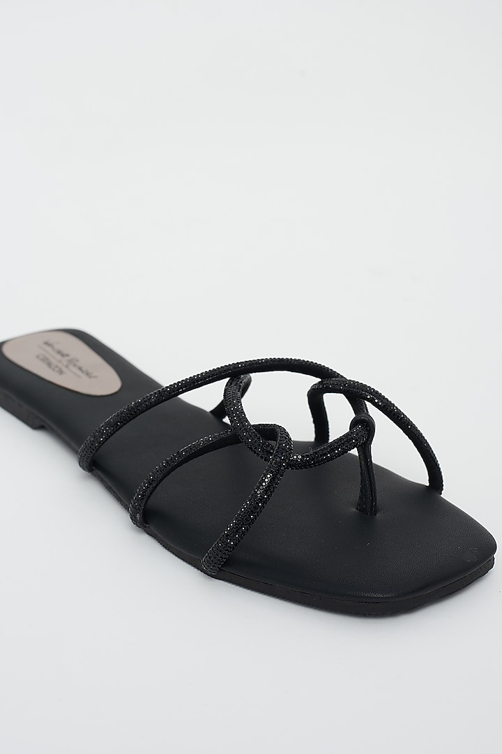 Black Crystal Embellished Flats by Crimzon x Wendell Rodricks at Pernia's Pop Up Shop