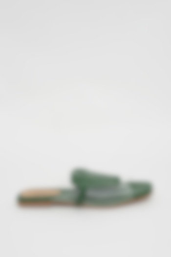 Green Faux Leather Sliders by Crimzon x Wendell Rodricks