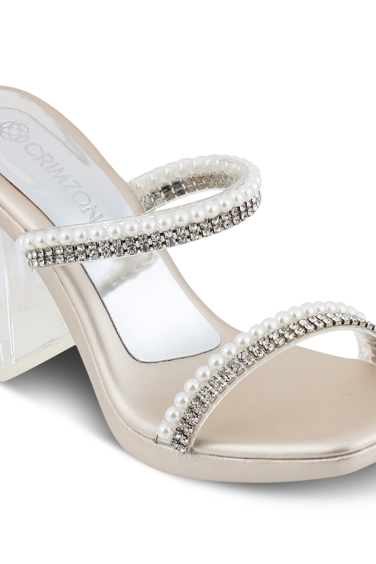 Public Desire Magnum Silver Pu Knot Strap Platform Diamante Block Heels in  White | Lyst