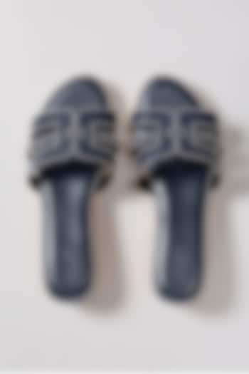 Blue Suede Slip-On Platform Heels by Crimzon at Pernia's Pop Up Shop