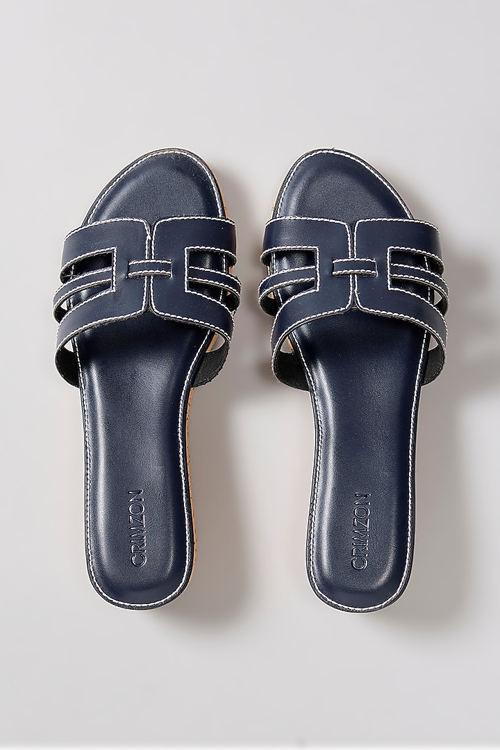 Blue Suede Slip-On Platform Heels by Crimzon at Pernia's Pop Up Shop