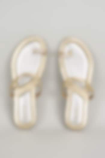 Gold Faux Leather Flats by Crimzon at Pernia's Pop Up Shop