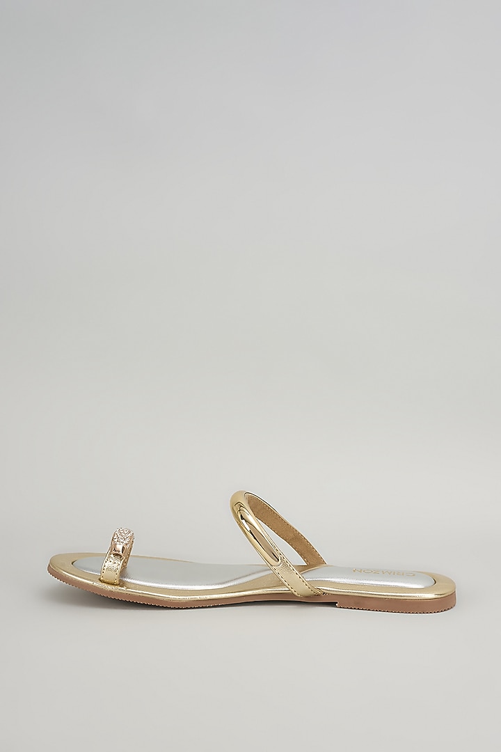 Gold Faux Leather Flats by Crimzon at Pernia's Pop Up Shop