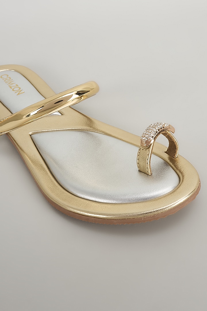 Gold Faux Leather Flats by Crimzon at Pernia's Pop Up Shop