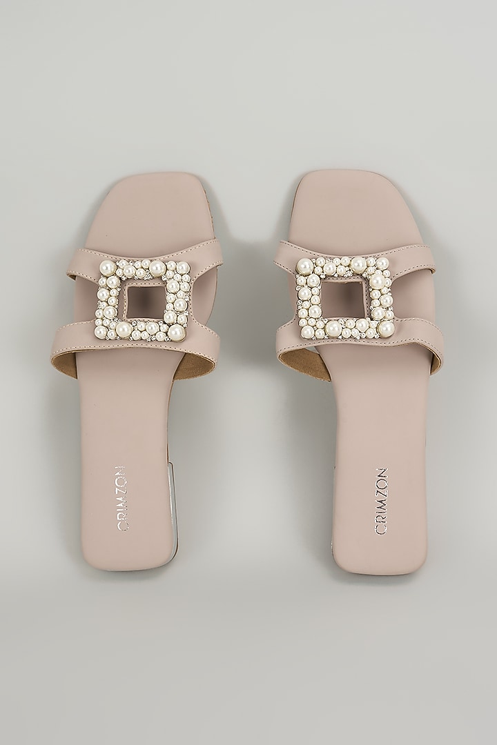 White Faux Leather Flats by Crimzon at Pernia's Pop Up Shop