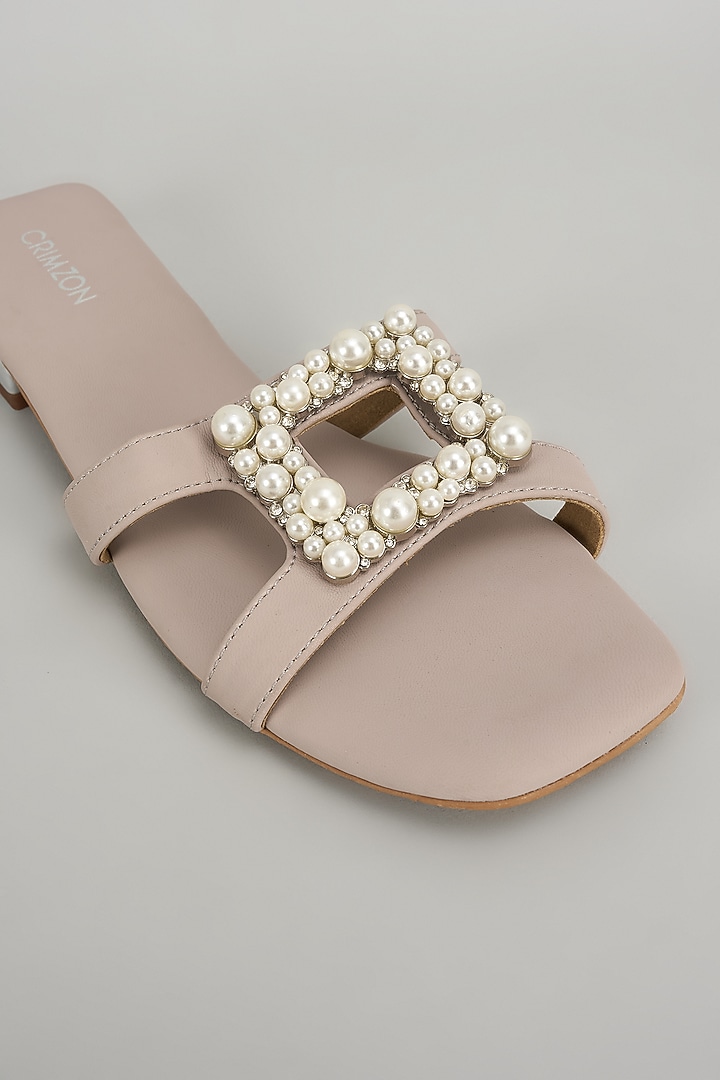 White Faux Leather Flats by Crimzon at Pernia's Pop Up Shop