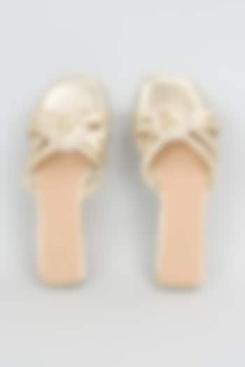 Gold Synthetic & Faux Leather Flats by Crimzon at Pernia's Pop Up Shop