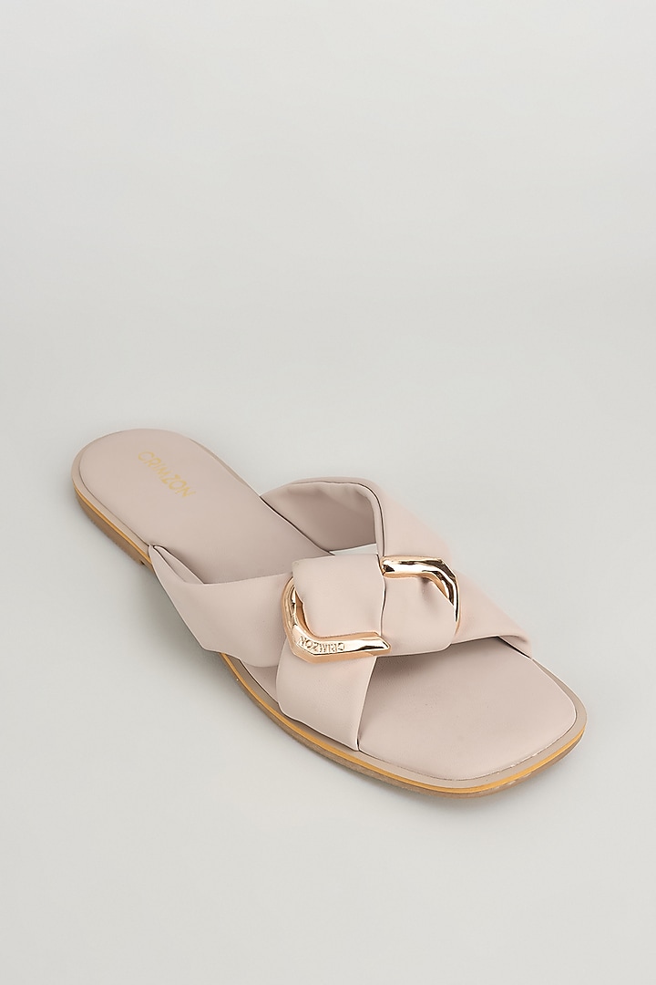Grey Faux Leather Flats by Crimzon at Pernia's Pop Up Shop