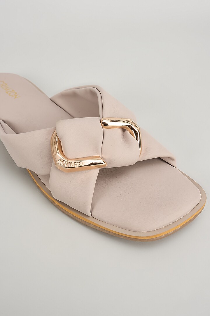 Grey Faux Leather Flats by Crimzon at Pernia's Pop Up Shop