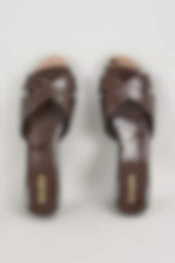 Brown Faux Leather Flats by Crimzon at Pernia's Pop Up Shop