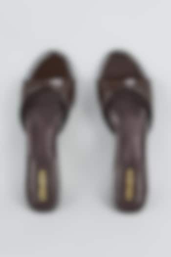 Brown Synthetic & Faux Leather Heels by Crimzon at Pernia's Pop Up Shop