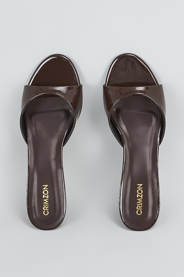 Brown Synthetic & Faux Leather Heels by Crimzon at Pernia's Pop Up Shop