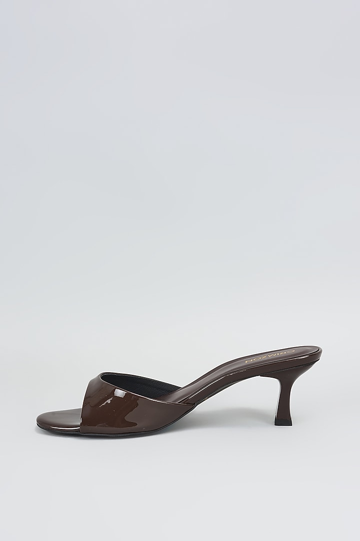 Brown Synthetic & Faux Leather Heels by Crimzon at Pernia's Pop Up Shop