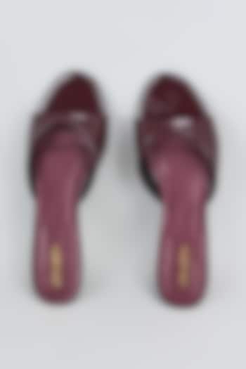 Burgundy Synthetic & Faux Leather Heels by Crimzon at Pernia's Pop Up Shop
