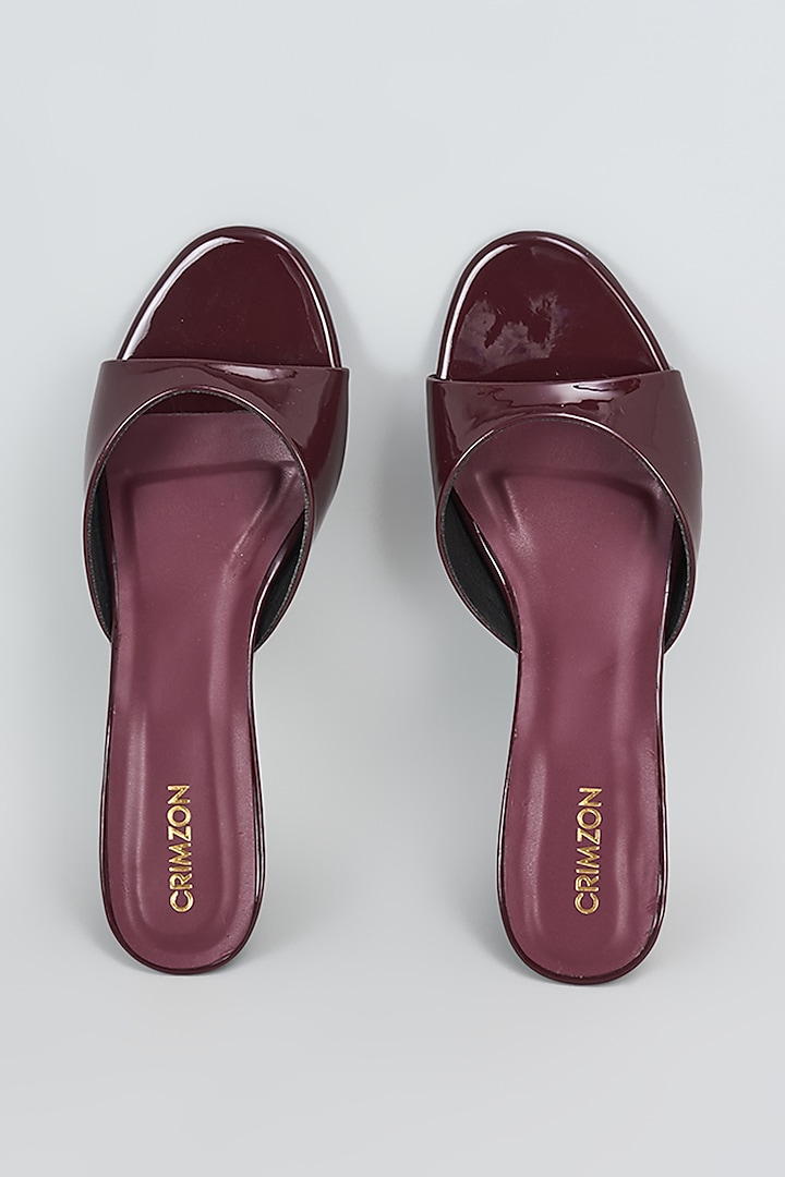 Burgundy Synthetic & Faux Leather Heels by Crimzon at Pernia's Pop Up Shop