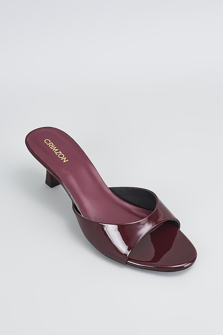 Burgundy Synthetic & Faux Leather Heels by Crimzon at Pernia's Pop Up Shop