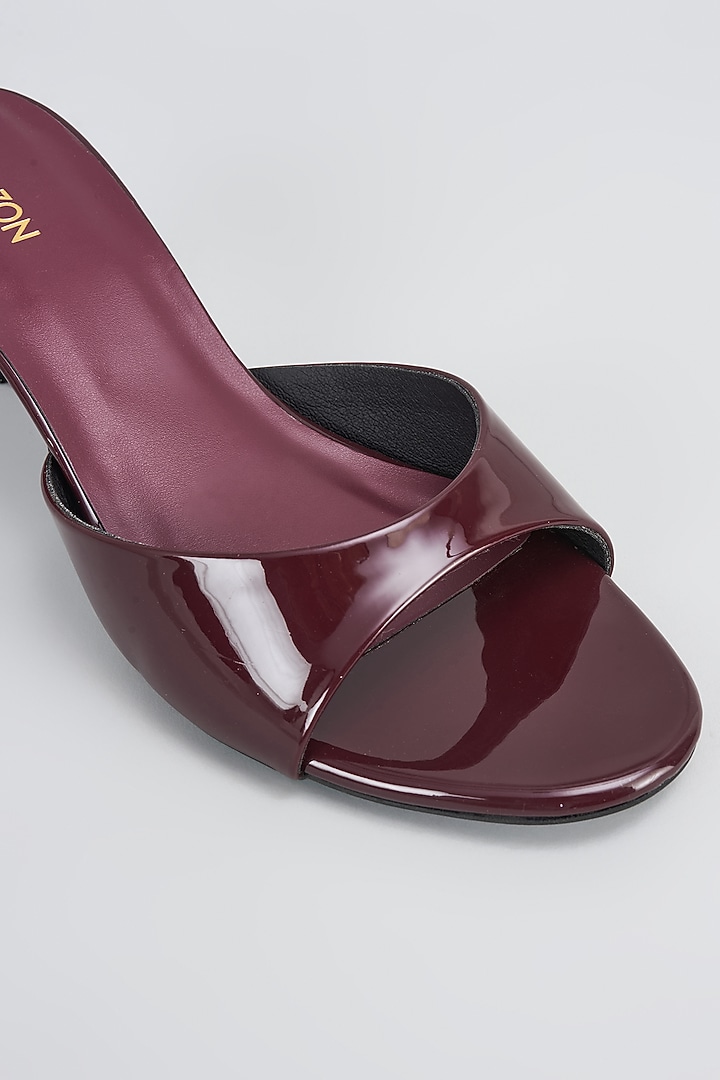 Burgundy Synthetic & Faux Leather Heels by Crimzon at Pernia's Pop Up Shop