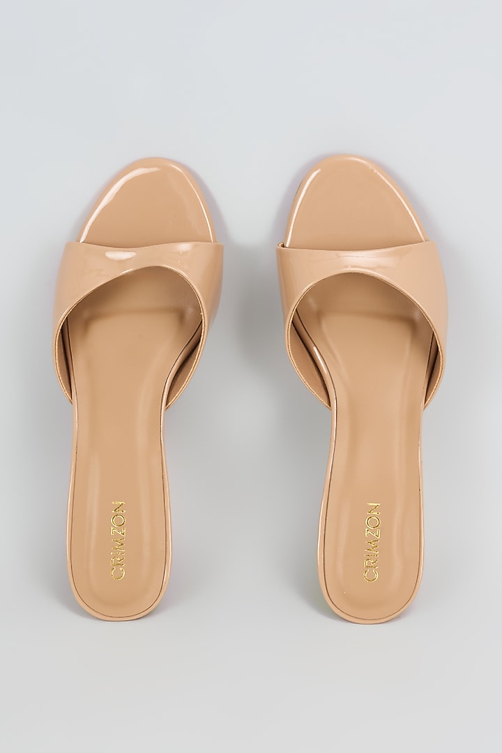 Beige Synthetic & Faux Leather Heels by Crimzon at Pernia's Pop Up Shop