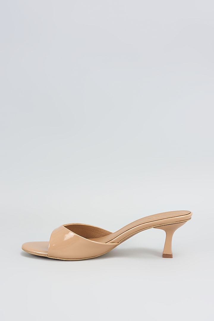 Beige Synthetic & Faux Leather Heels by Crimzon at Pernia's Pop Up Shop