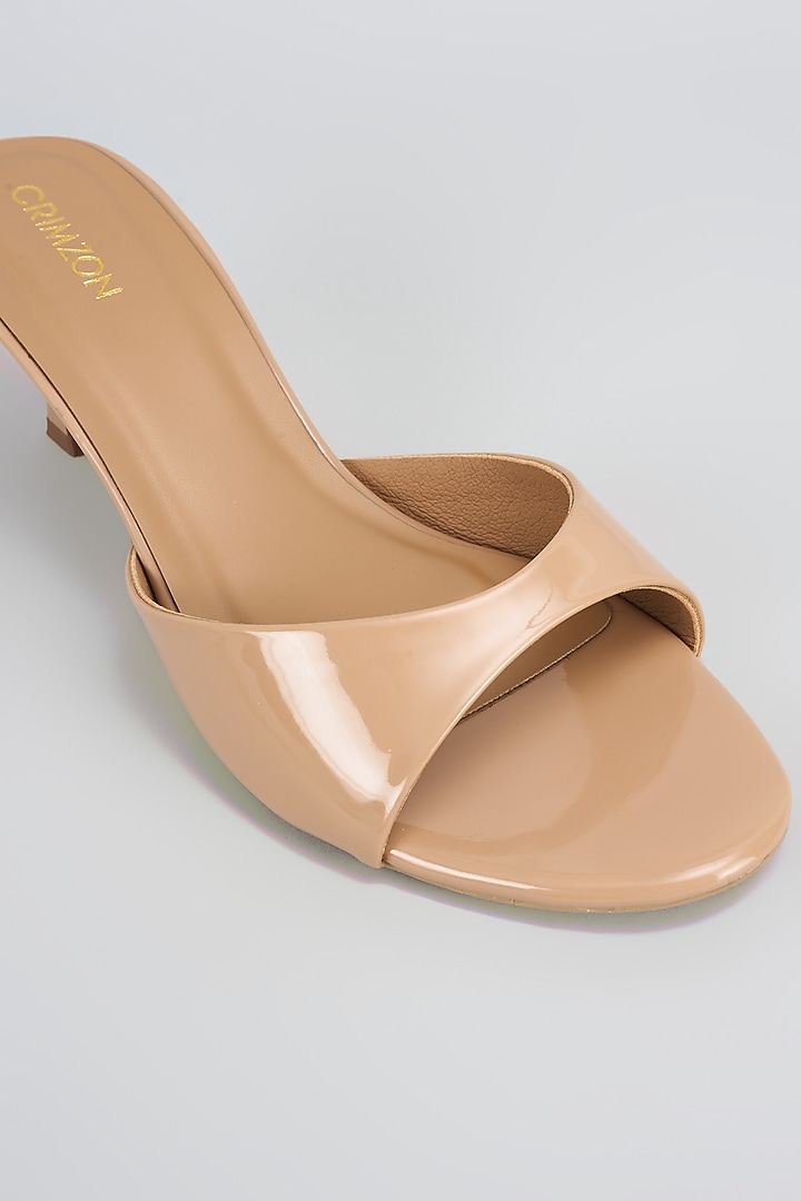 Beige Synthetic & Faux Leather Heels by Crimzon at Pernia's Pop Up Shop