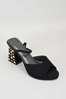 Black Faux Leather Block Heels by Crimzon-POPULAR PRODUCTS AT STORE