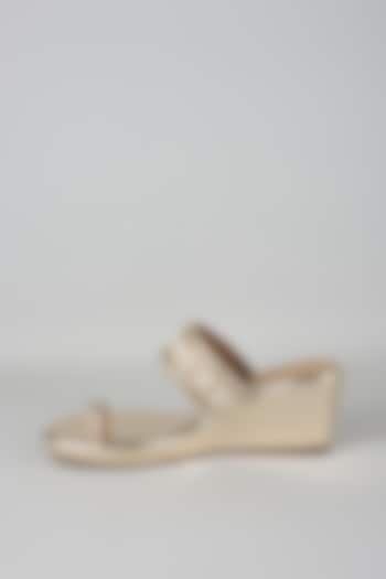 Gold Faux Leather Heels by Crimzon at Pernia's Pop Up Shop