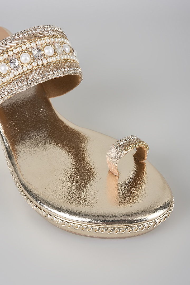 Gold Faux Leather Heels by Crimzon at Pernia's Pop Up Shop