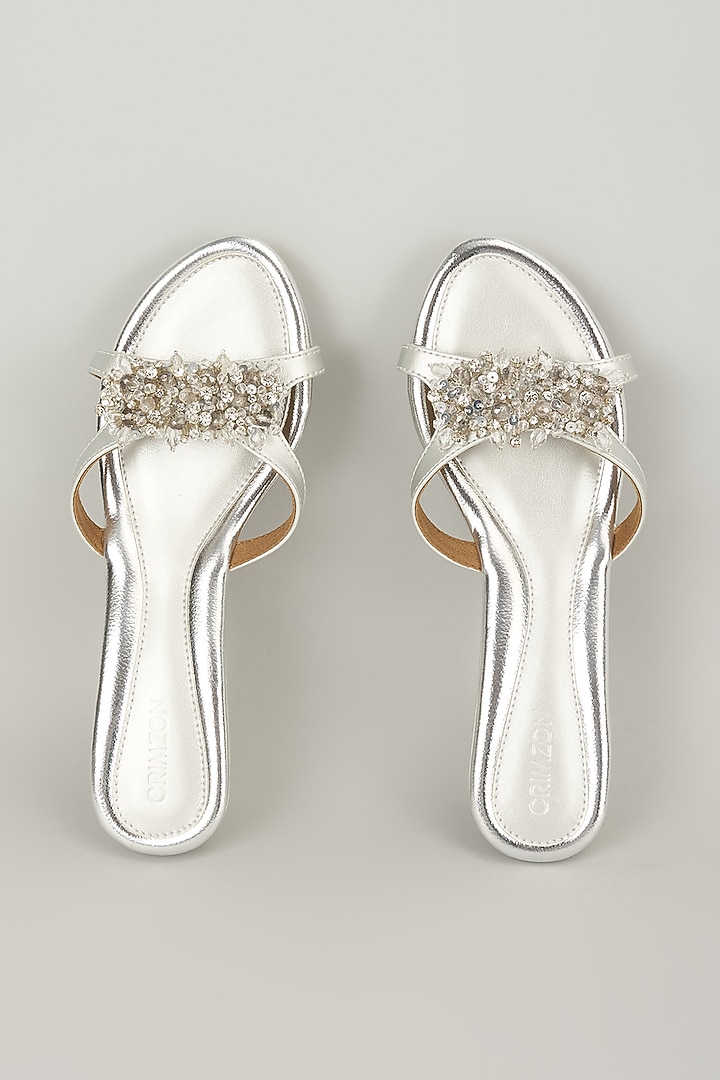 Silver Faux Leather Wedges by Crimzon at Pernia's Pop Up Shop
