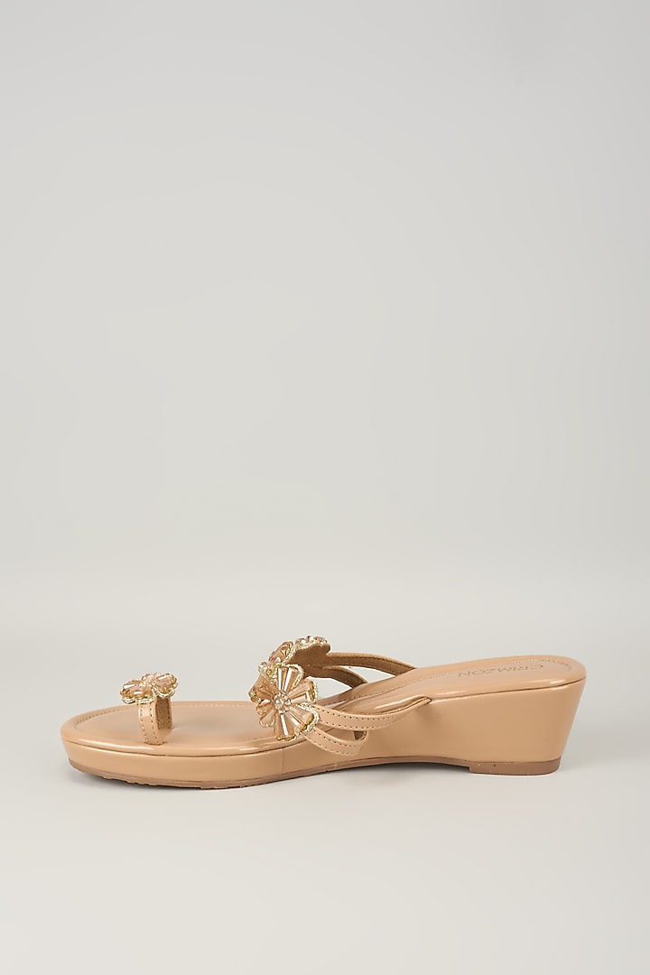 Nude Faux Leather Kolhapuri by Crimzon at Pernia's Pop Up Shop