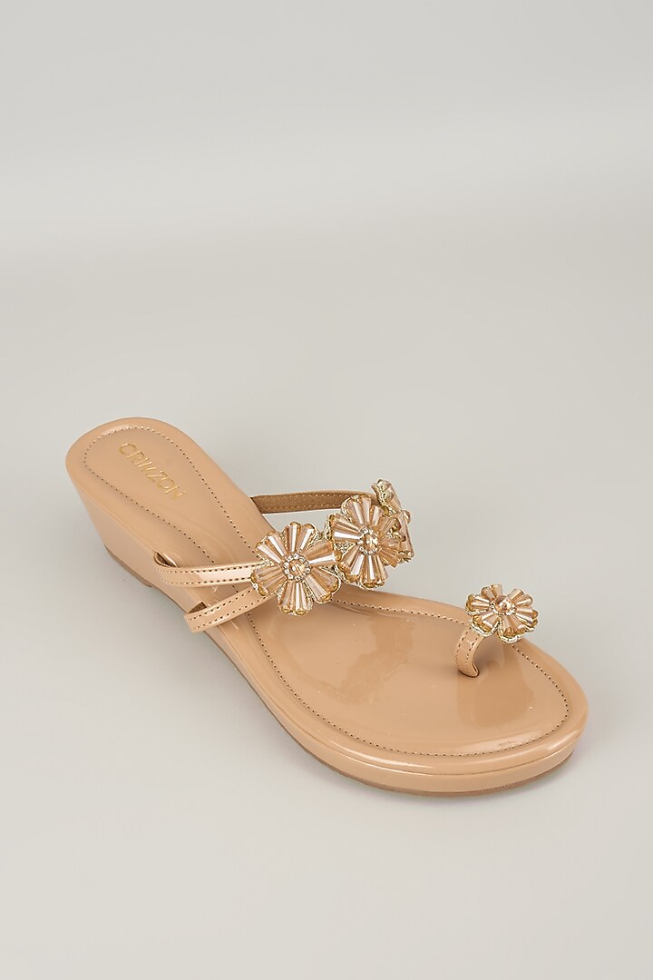 Nude Faux Leather Kolhapuri by Crimzon at Pernia's Pop Up Shop