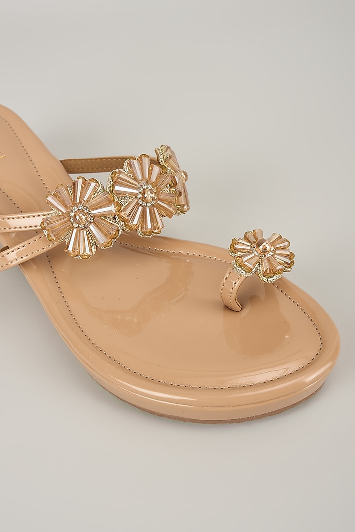 Nude Faux Leather Kolhapuri by Crimzon at Pernia's Pop Up Shop