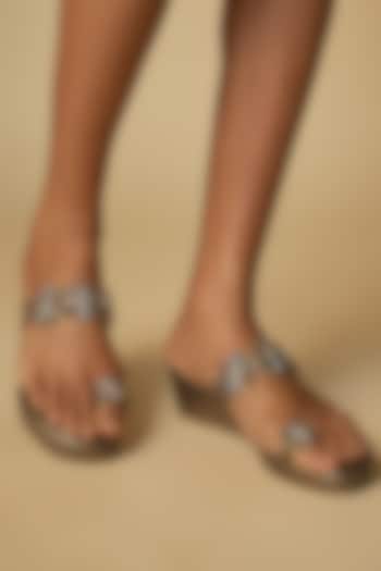 Nude Faux Leather Kolhapuri by Crimzon at Pernia's Pop Up Shop