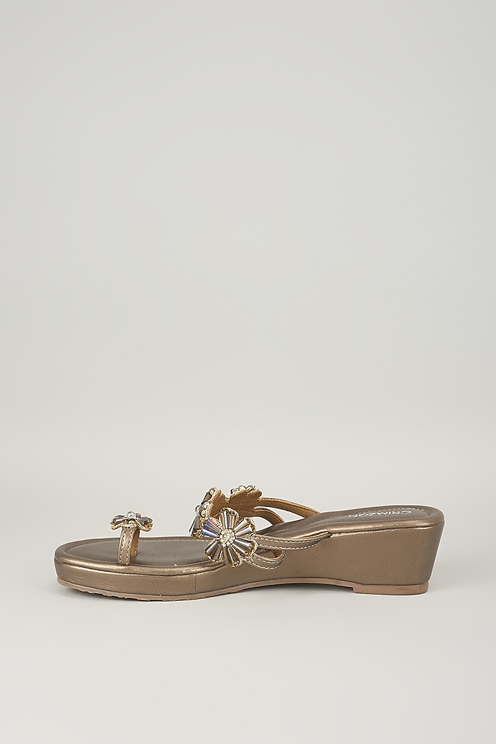 Nude Faux Leather Kolhapuri by Crimzon at Pernia's Pop Up Shop
