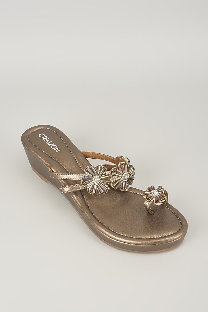 Nude Faux Leather Kolhapuri by Crimzon at Pernia's Pop Up Shop