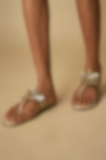 Antique Gold Faux Leather Flats by Crimzon at Pernia's Pop Up Shop