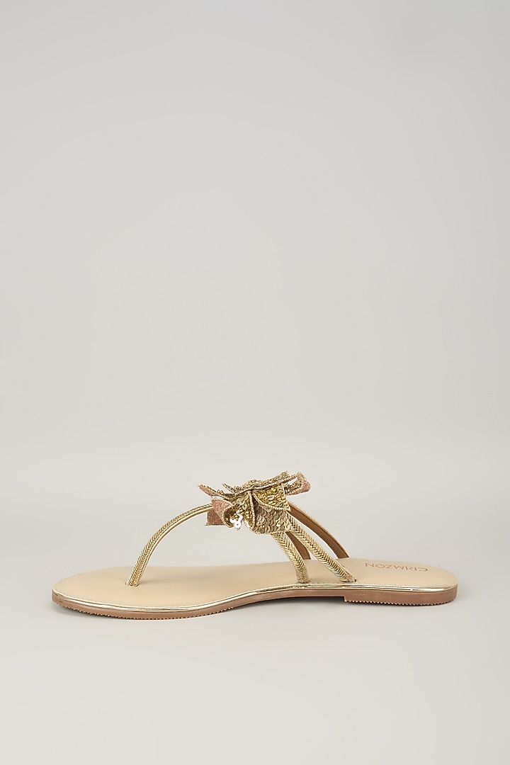 Antique Gold Faux Leather Flats by Crimzon at Pernia's Pop Up Shop